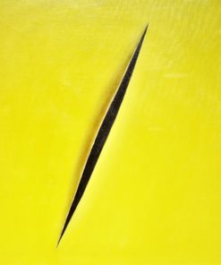 Manuel Terán - "Ecléctico tributo a los genios, Lucio Fontana" pintura oleo sobre lienzo, enmarcado con caja de metacrilato
