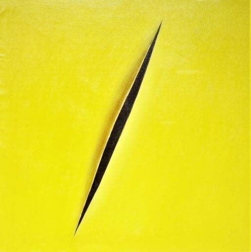 Manuel Terán - "Ecléctico tributo a los genios, Lucio Fontana" pintura oleo sobre lienzo, enmarcado con caja de metacrilato