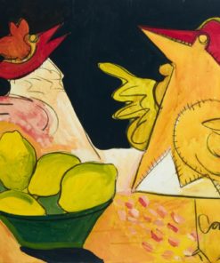 Alberto Cavazos - "Bodegón con gallinas" pintura oleo sobre lienzo