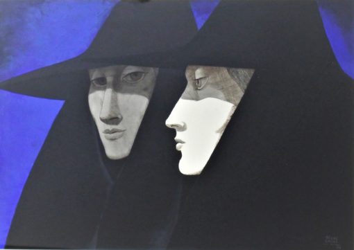 Manuel de las Casas - "Dos amigas" pintura oleo sobre lienzo, enmarcado