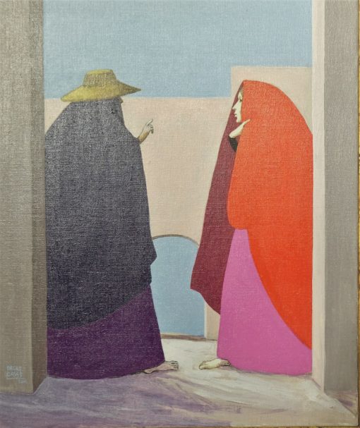 Manuel de las Casas - "Encuentro" pintura oleo sobre lienzo, enmarcación artesanal