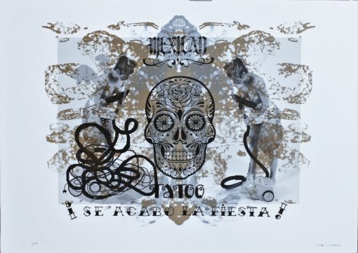 Fernando Bellver - "Se acabó la fiesta!, Mexican Tatoo IV" litografia y fotolitografia