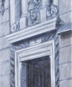Manuel Terán - "Madrid, Plaza de Canalejas II" pintura acrílico y grafito sobre tabla, catalogado