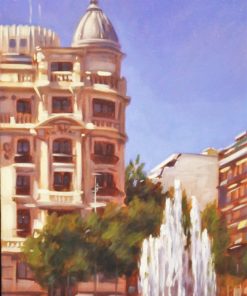 Manuel Terán - "Madrid, Vista urbana III" pintura oleo sobre tabla, enmarcado