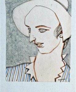 Manuel Alcorlo - "Eloisa tiene prisa" dibujo original técnica mixta cartulina, enmarcado