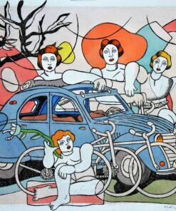 Fernando Bellver - "Citroen 2C-Fernand Leger, azul" grabado aguafuerte iluminado a mano, prueba de color