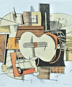 Fernando Bellver - "Renault 4L-Georges Braque, crema" grabado aguafuerte iluminado a mano