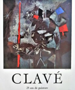 Antoni Clavé - "Guerrier noir, 25 ans de peinture" cartel original XL exposición en Musèe Rath Genève en 1961