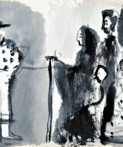 Javier Montesol - "La familia del picador" dibujo original acrílico y aguada sobre papel