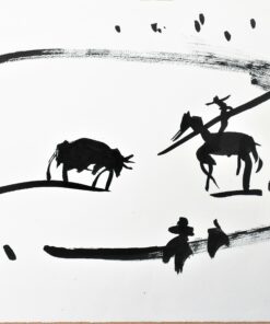 Javier Montesol - "Suerte de varas V" dibujo original acrílico sobre papel