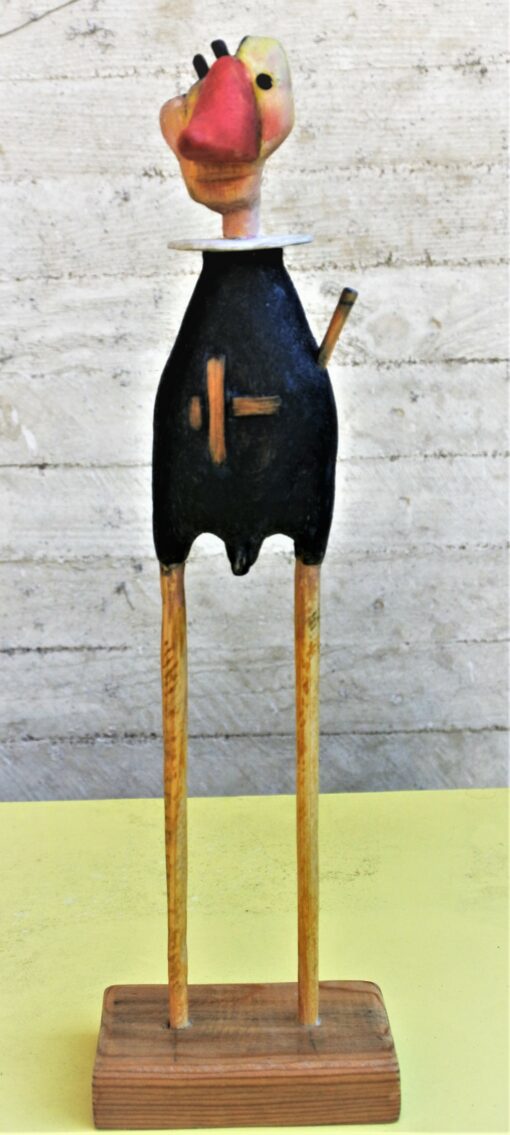 Luis V. Ortés - "Personaje picassiano y máscara" escultura de madera pintada, ejemplar único