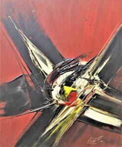 Manuel Viola 1968 - "Rojo dominante" pintura técnica mixta sobre tablex, enmarcado. Con certificado