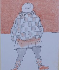 Manuel Alcorlo - "Mujer joven de espaldas" dibujo original lápiz y acuarela sobre cartulina, enmarcado