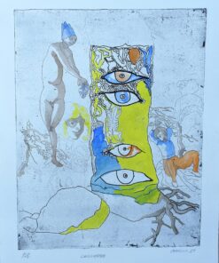 Jorge Castillo 89 - "Totem" grabado aguafuerte coloreado a mano