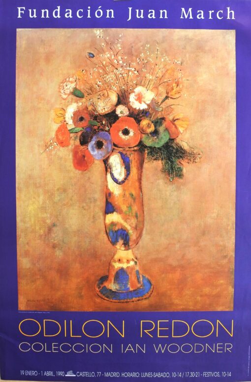 Odilon Redon - "Flores silvestres en un jarrón de cuello alargado" cartel original colección Ian Woodner en la Fundación Juan March Madrid en 1990