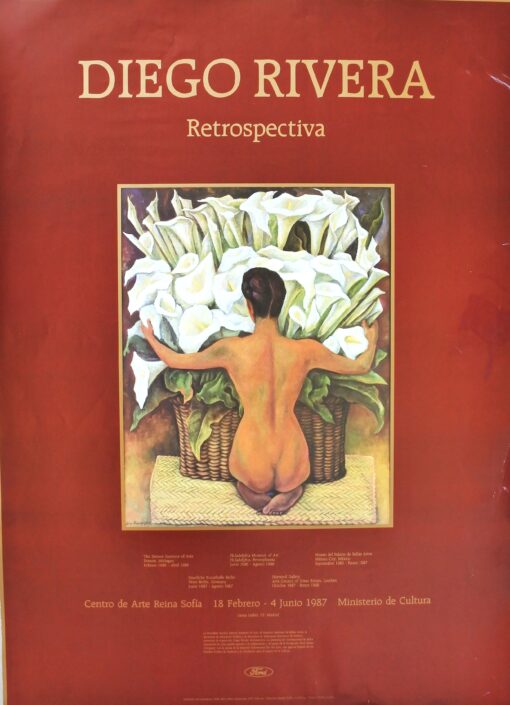 Diego Rivera - "Desnudo con alcatraces" cartel original exposición retrospectiva en el Centro de Arte Reina Sofia en Madrid en 1987