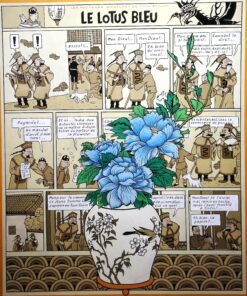 Fernando Bellver - "Le Lotus Bleu" pintura original oleo sobre tablero dm, enmarcado