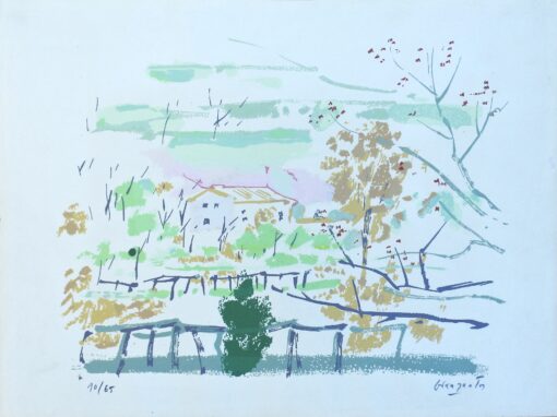 Julian Grau Santos - "Paisaje rural" litografia