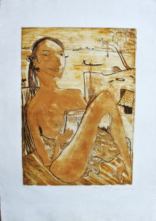 Javier Mariscal - "Lectura en la playa" Grabado