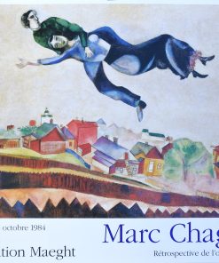 Marc Chagall - "Au dessus de la ville" cartel original exposición Rétrospective de l´oeuvre peint en la Fondation Maeght Saint Paul en 1984