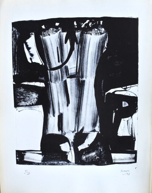 Antonio Suarez - "Construcción" litografia blanco y negro sobre cartulina