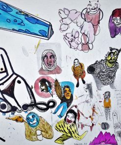 Javier Pagola - "Susurros" dibujo original técnica mixta sobre cartulina, enmarcado