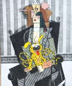 Fernando Bellver - "Dama y Marsupilami" grabado aguafuerte y collage