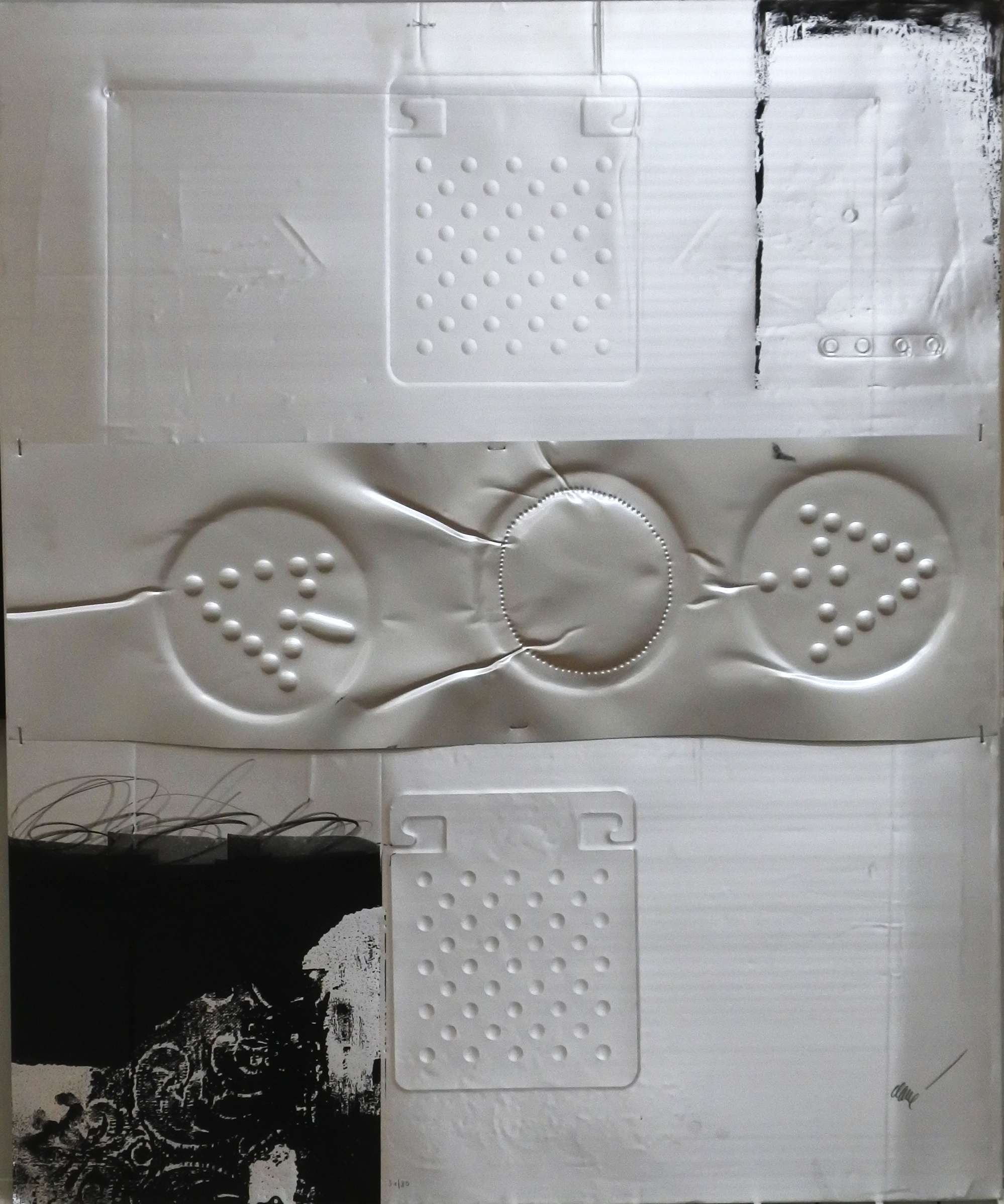Antoni Clavé - "Trois cercles" grabado sobre plancha de aluminio, enmarcado