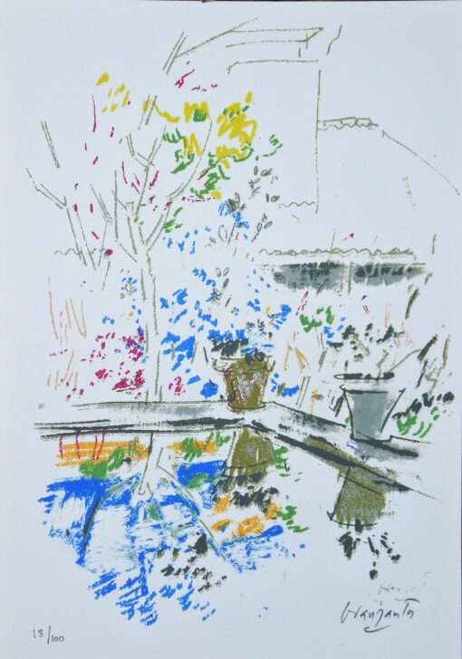 Julian Grau Santos - "Espera" carpeta poemas para un jardín, serigrafia