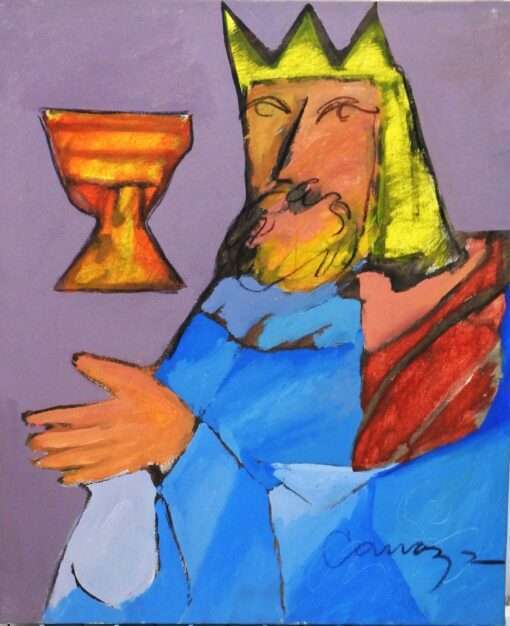 Alberto Cavazos - "Rey de copas" serie baraja española, pintura original oleo sobre lienzo