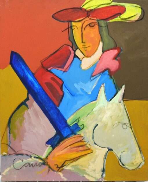 Alberto Cavazos - "Caballo de espadas" serie baraja española, pintura original oleo sobre lienzo