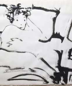 Perico Pastor - "Despertar" dibujo original tinta sobre papel, enmarcado