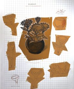 Fernando Bellver - "Flores" serie animados IV, serigrafia con intervención manual