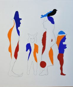 Jorge Castillo - "Compañeros IV" litografía troquelada y coloreada al guache