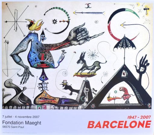 Joan Ponç - "Animal, paraguas y mano" cartel original exposición Barcelona 1947-2007 en la Fondation Maeght
