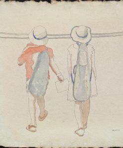 Manuel Alcorlo - "Dos violinistas" dibujo original lápiz y acuarela sobre papel artesanal, enmarcado