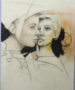 Luis V. Ortés - "Dos" dibujo original lápiz sobre papel, enmarcado
