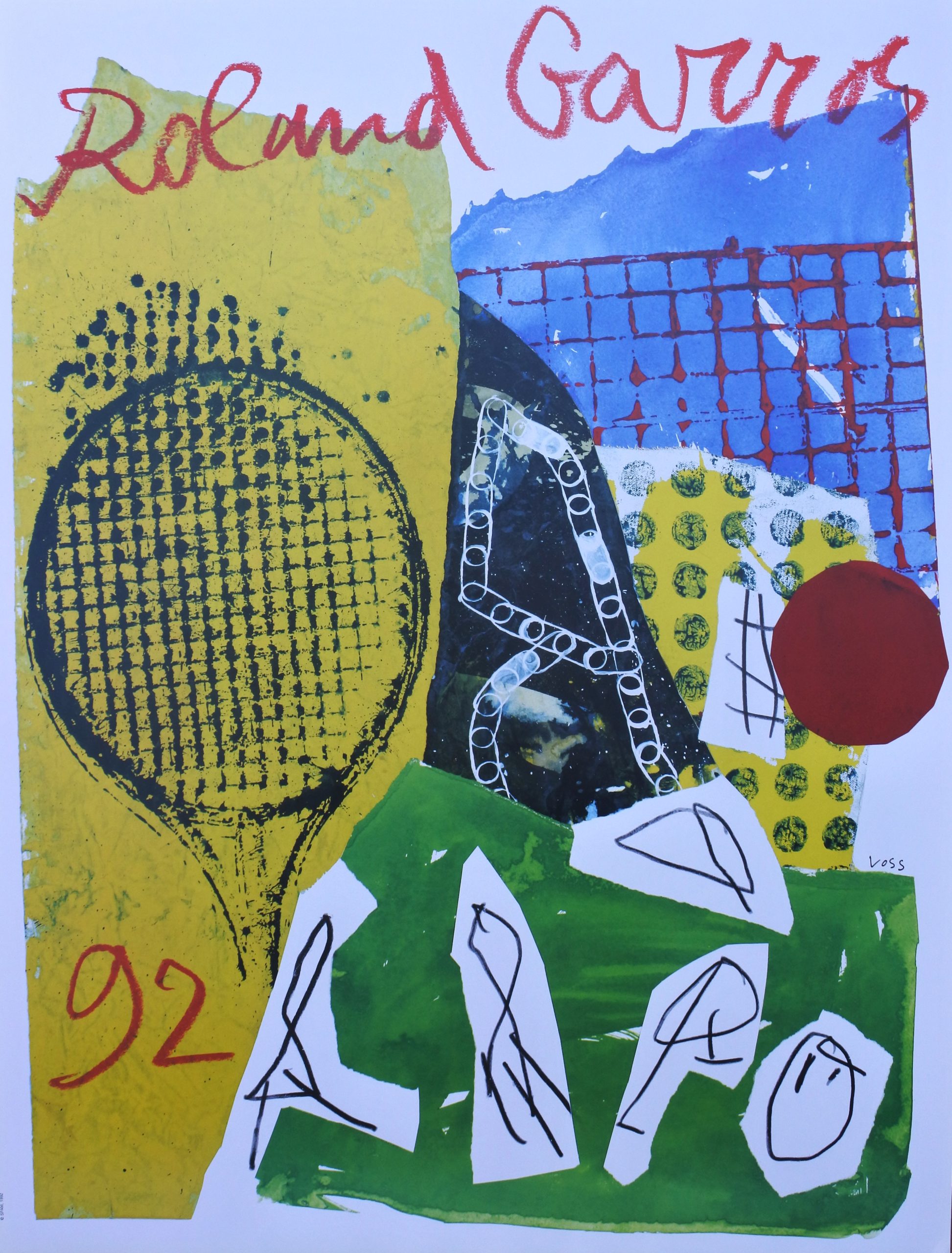 Affiche ancienne Roland Garros 1992 de Voss