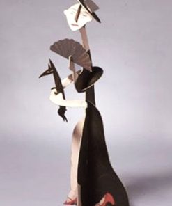 Ana Juan - "Señora con perro" Serigrafía sobre pasta de madera troquelada para montar como escultura