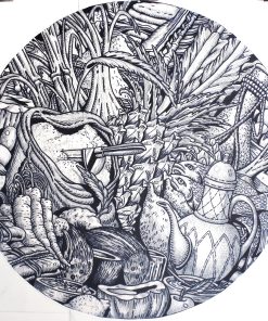 Fernando Bellver - "Bodegón africano" dibujo original lápiz sobre papel de acetato