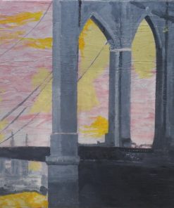 Jorge Castillo - "Aurora en Brooklyn Bridge, New York" pintura acrilico sobre lienzo
