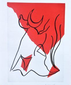 Rafael Alberti - "Toro herido, serie Tauromaquia" grabado aguatinta