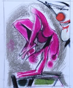 Alvaro Delgado - "Saltimbanqui del circo" dibujo original técnica mixta sobre cartulina