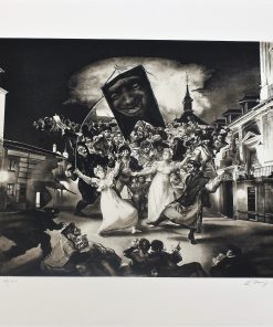 Eduardo Naranjo - "El entierro de la sardina B/N" grabado aguafuerte