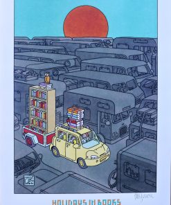 Joost Swarte - "Holidays in books" cartel original impresión offset sobre cartulina, firmado a lápiz