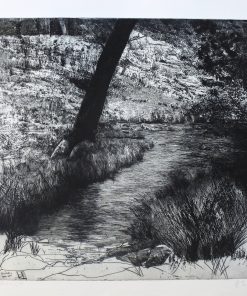 Enrique Ortiz - "Paisaje con rio II" grabado aguafuerte
