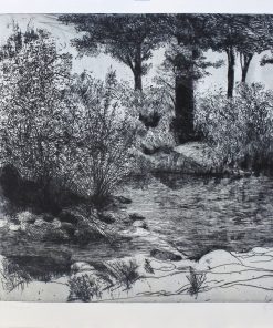 Enrique Ortiz - "Paisaje con rio" grabado aguafuerte