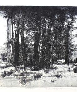 Enrique Ortiz - "Paisaje de invierno" grabado aguafuerte, prueba de taller, dedicado y firmado a lápiz