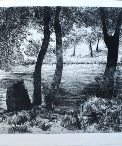 Enrique Ortiz - "Paisaje con rio III" grabado aguafuerte