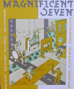 Joost Swarte - "The sons of the magnificent seven" cartel original edición limitada, firmado